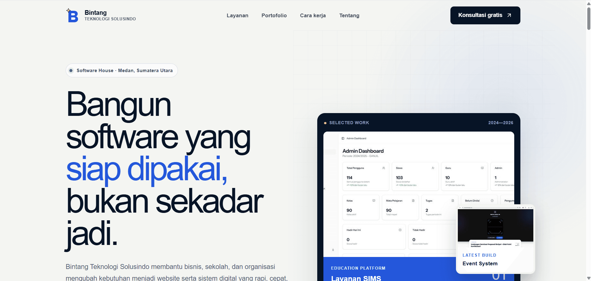 Tampilan website Bintang Teknologi
